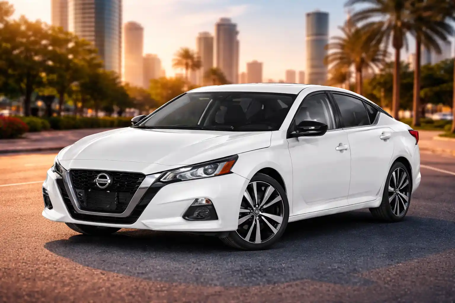 White Sedan SUV car